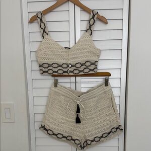 Zara Cream and Black Crochet Set